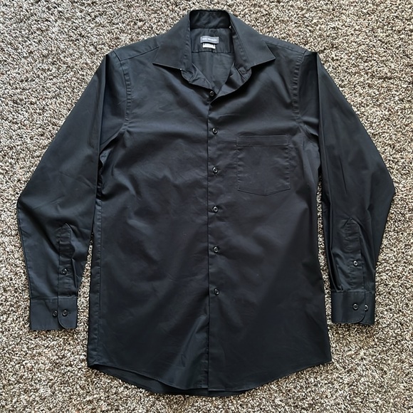 Van Heusen Extreme Black Regular Fit Long Sleeve Dress Shirt, Size Small 32/33 - Picture 9 of 14